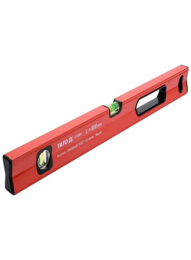 ياتو ميزان مغناطيسي ياتو YT-30061، 600 مم، مزود بفلاترين | دقة 0.057 بوصة = 1 مم/م | مادة ماصة للصدمات | سمك 1.5 مم | مستشعر مستوى مغناطيسي | أدوات مستوى مغناطيسي | أحمر | ميزان تسوية | أدوات كهربائية | أدوات صناعية - Image 2